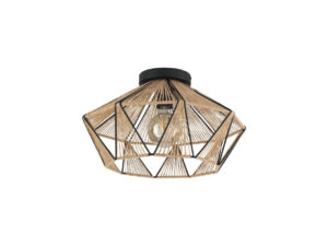 Eglo Plafondlamp ADWICKLE - Zwart/Natuur Zwart