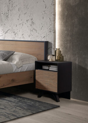 Frans bijnen Nachtkastje rechterkant SITA - Wilde eik/zwart Hout