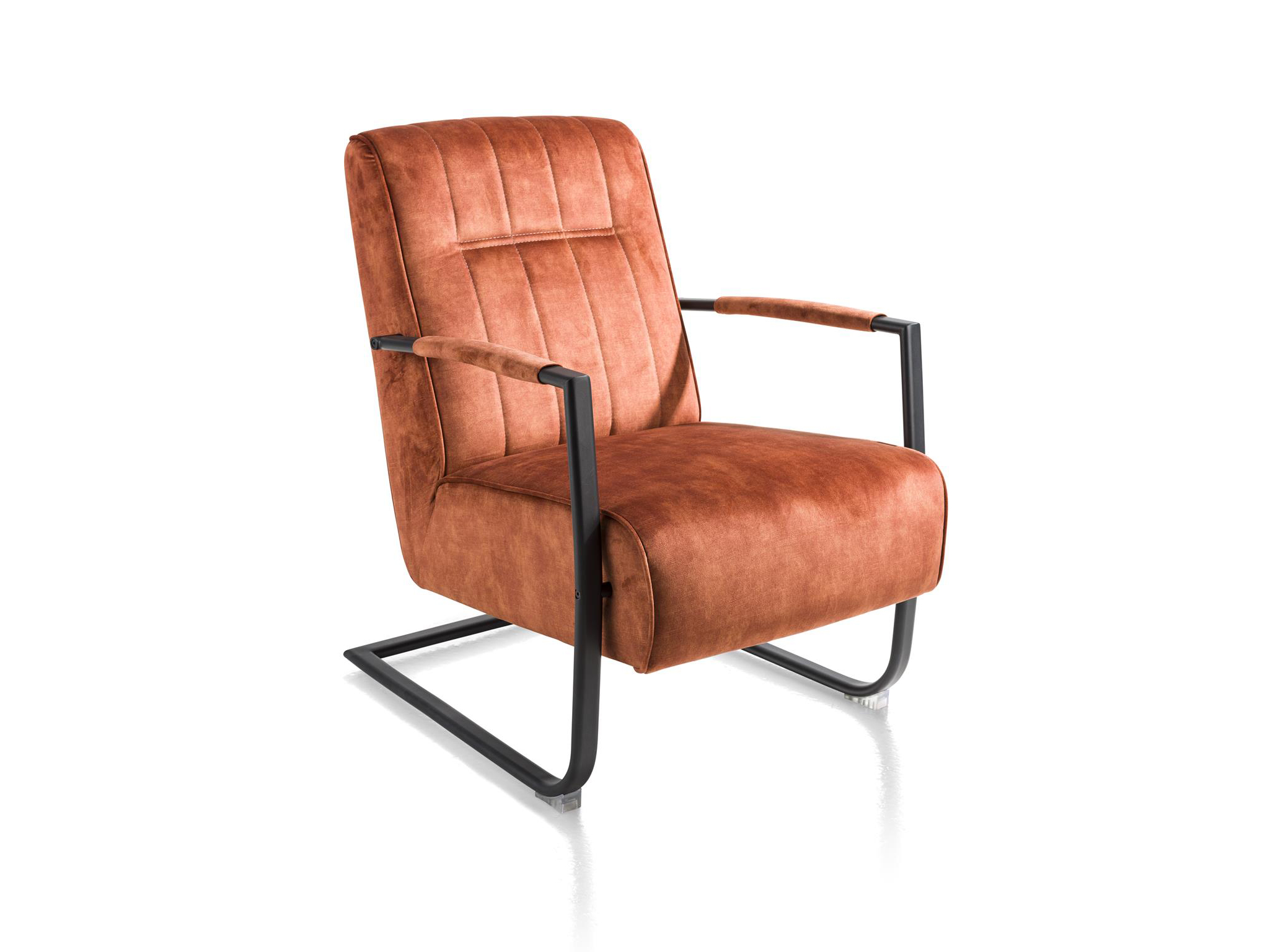 Henders & hazel Fauteuil NORTHON - Karese koper/zwart Koper Henders & hazel Fauteuil NORTHON - Karese koper/zwart Koper