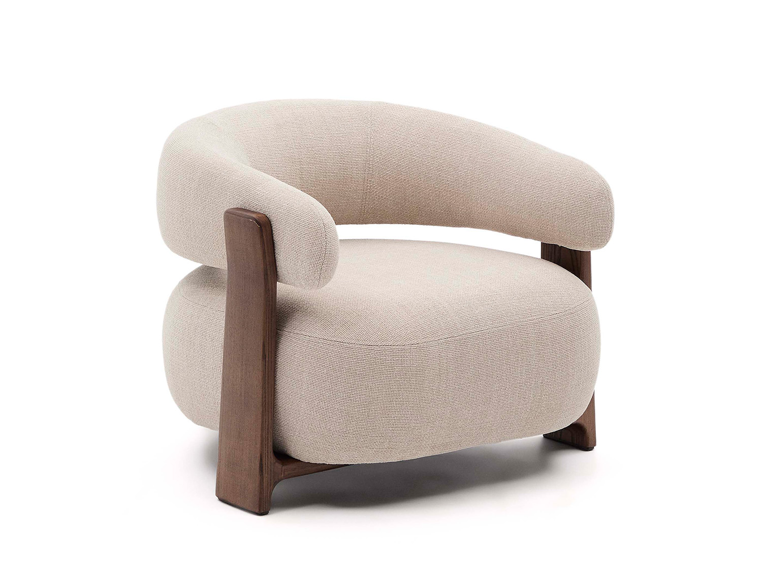 Kave home Fauteuil GRANITE - Beige/Walnoot Beige Kave home Fauteuil GRANITE - Beige/Walnoot Beige