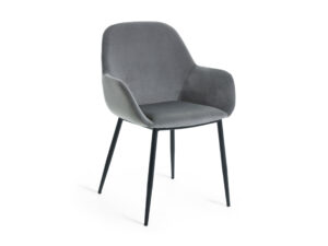 Kave home Armstoel KONNA - Grijs velvet Grijs