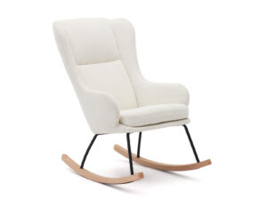 Kave home Schommelstoel MAUSTIN - Wit schapenvacht Wit