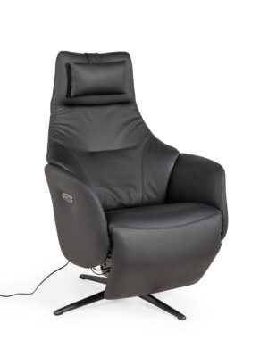 Modulax Elektrische relaxfauteuil RANA - Zwart leder Zwart