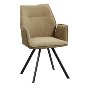 Eetkamerstoel Raffy met armleuning - stof Time - karamelkleur - Leen Bakker