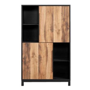 Kast Luc 2 deuren - antraciet-/eikenkleur - 150x91x48 cm - Leen Bakker