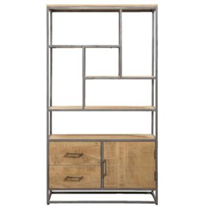 Wandmeubel Logan - naturel/grijs - 180x100x40 cm - Leen Bakker