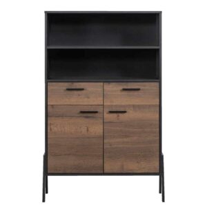 Vitrine Tycho - eikenkleur/zwart - 161x103x39 cm - Leen Bakker