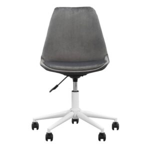 Bureaustoel Senja - fluweel - grijs - wit metaal - Leen Bakker