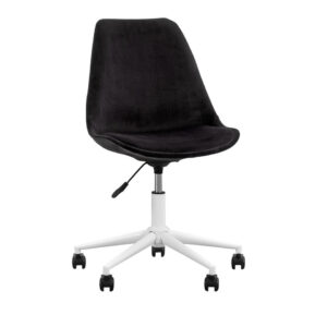 Bureaustoel Senja - zwart fluweel - wit metaal - Leen Bakker