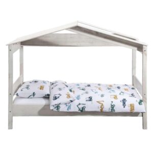 Kinderbed Puck - geborsteld grenen - wit - 90x200 cm - Leen Bakker