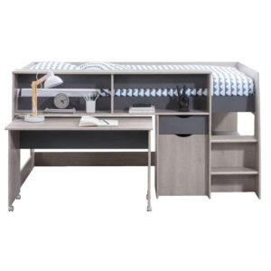 Halfhoogslaper Tempo - vergrijsd eiken/antracietkleur - 90x200 cm - Leen Bakker