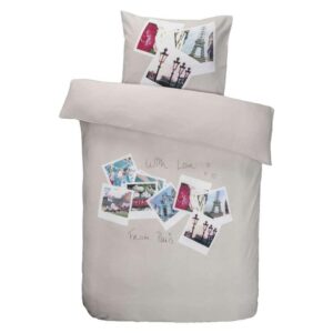 Essentials dekbedovertrek Margot - grijs - 140x200 cm - Leen Bakker