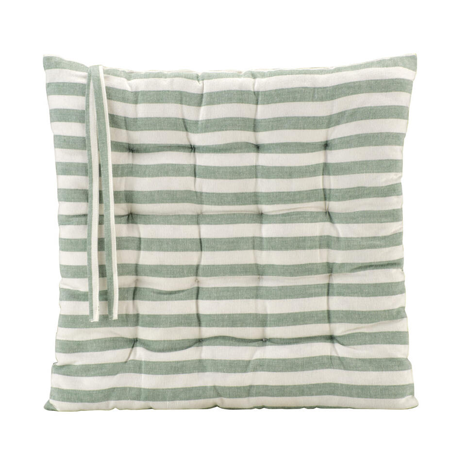 Zitkussen Pyke - groen/ecru - 40x40x5 cm - Leen Bakker Zitkussen Pyke - groen/ecru - 40x40x5 cm - Leen Bakker