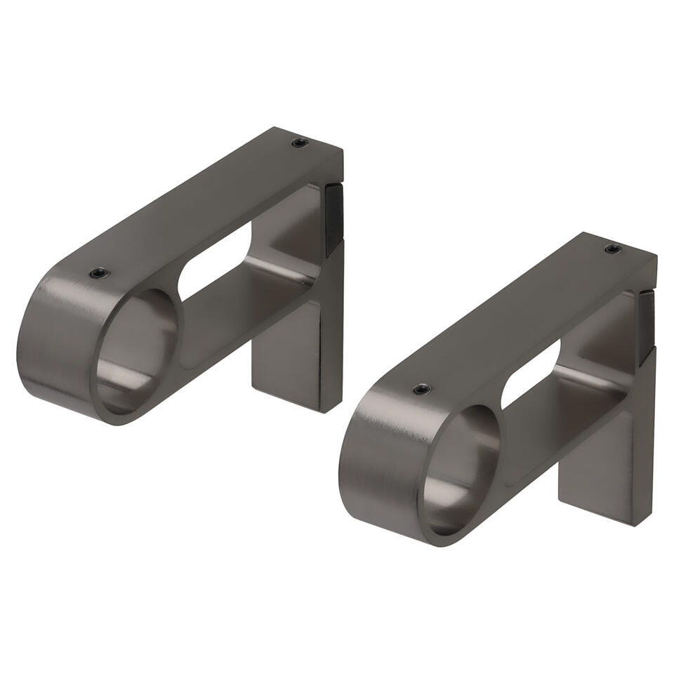 Wandsteun gordijnroede Hooked - gun metal - Ø28mm - S/2 (2016383) - Leen Bakker Wandsteun gordijnroede Hooked - gun metal - Ø28mm - S/2 (2016383) - Leen Bakker