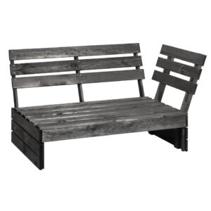 Palletbank Lucca hoek - zwart - 120x93