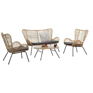 Le Sud loungeset Monte Carlo - naturelkleur - 4-delig - Leen Bakker