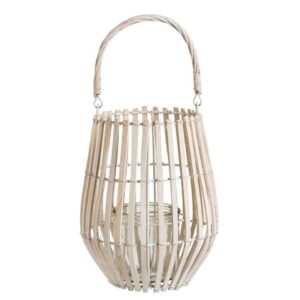 Lantaarn Misha - whitewash - 26xØ15 cm - Leen Bakker