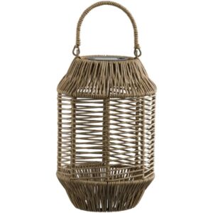 Solar lantaarn Caro - naturelkleur - 26xØ16 cm - Leen Bakker