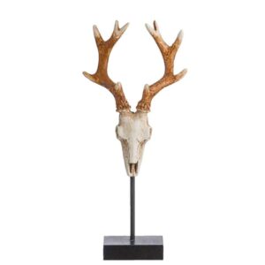 Hertenkop op staander - bruin/wit - 27x12x7 cm - Leen Bakker