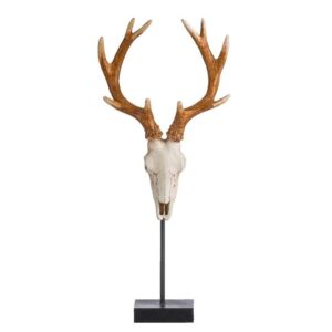 Hertenkop op staander - bruin/wit - 35x26x7 cm - Leen Bakker