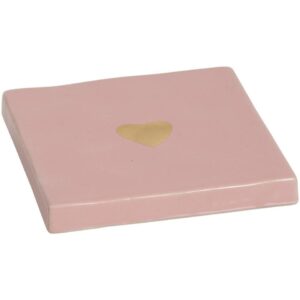 Deco tegel Hart - roze keramiek - Ø10 cm - Leen Bakker