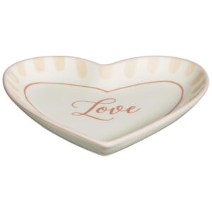 Deco schaaltje Love - off-white keramiek - 18x18 cm - Leen Bakker