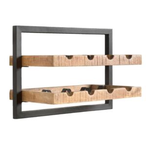 Wijnrek Bart - zwart/naturel - 35x50x28 cm - Leen Bakker