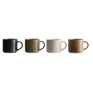 Mokken Studio - veelkleurig - stoneware - 380 ml - set van 4 - Leen Bakker