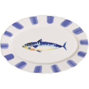 Ovaal bord Vis - blauw - 30x20 cm - Leen Bakker
