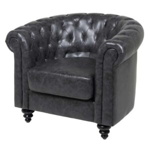 Fauteuil Asp - lederlook - zwart - Leen Bakker