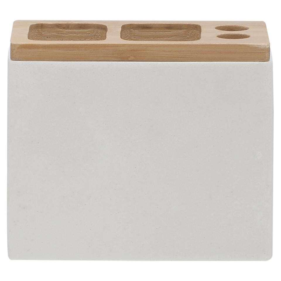 Sealskin tandenborstelhouder Grace - wit - 10,2x12,3x6 cm - Leen Bakker Sealskin tandenborstelhouder Grace - wit - 10