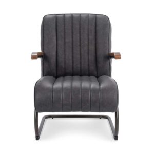 Fauteuil Miles - lederlook - antraciet - Leen Bakker