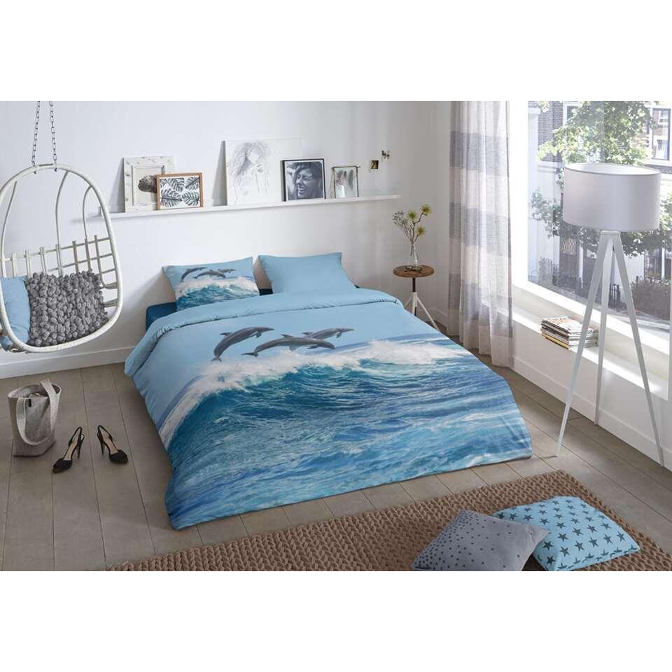 Good morning dekbedovertrek Dolphins - blauw - 200x200/220 cm - Leen Bakker Good morning dekbedovertrek Dolphins - blauw - 200x200/220 cm - Leen Bakker