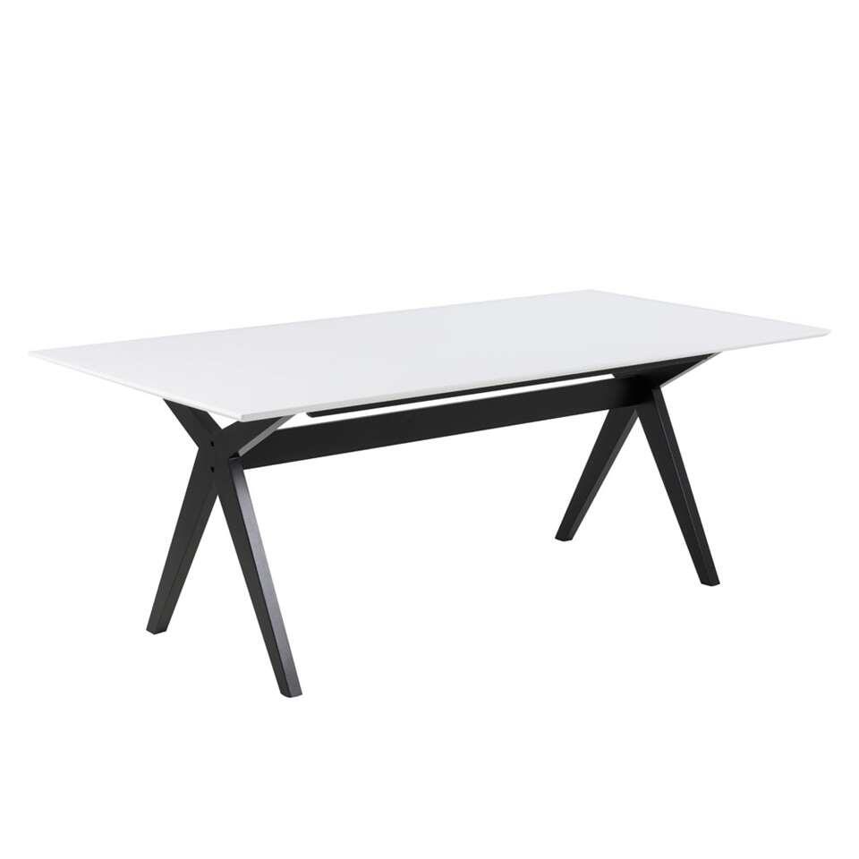 Eetkamertafel Metta - wit/zwart - 74x180x90 - Leen Bakker Eetkamertafel Metta - wit/zwart - 74x180x90 - Leen Bakker