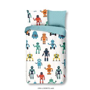 Good Morning kinderdekbedovertrek Robots - veelkleurig - 140x200/220 cm - Leen Bakker