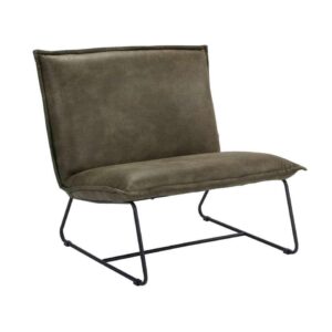 Fauteuil Cooper XL - lederlook - groen/olijf - Leen Bakker