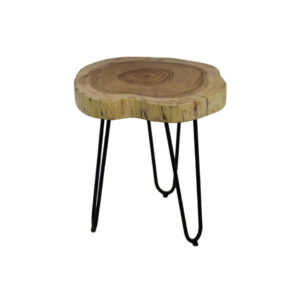 HSM Collection bijzettafel Live Edge - naturelkleur/zwart - Ø40-45x45 cm - Leen Bakker