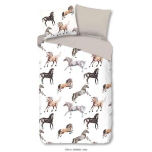 Good Morning kinderdekbedovertrek Horsie - wit - 140x200/220 cm - Leen Bakker