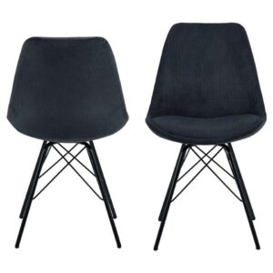 Eetkamerstoel Bonn (2 stuks) - ribstof - antracietkleur - Leen Bakker