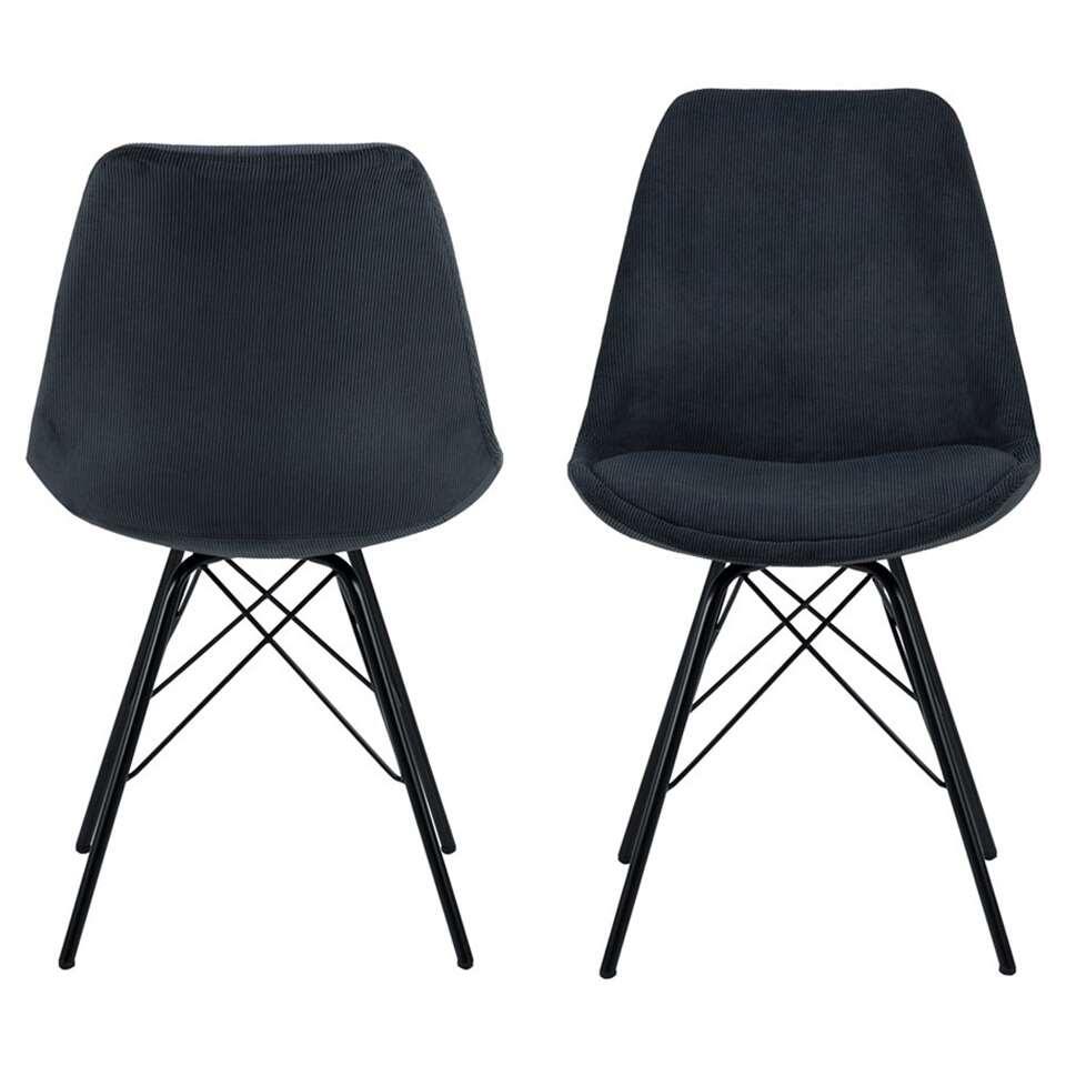 Eetkamerstoel Bonn (2 stuks) - ribstof - antracietkleur - Leen Bakker Eetkamerstoel Bonn (2 stuks) - ribstof - antracietkleur - Leen Bakker