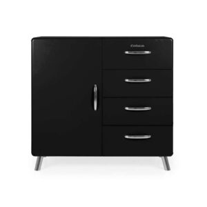 Tenzo ladekast Cobra 4 lades/1 deur - zwart - 92x98x43 cm - Leen Bakker