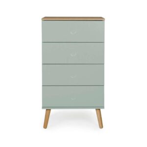 Tenzo ladekast Dot 4 lades - lichtgroen/eikenkleur - 98x55x43 cm - Leen Bakker