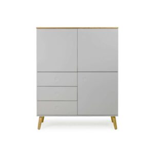 Tenzo wandkast Dot - grijs/eikenkleur - 137x109x43 cm - Leen Bakker