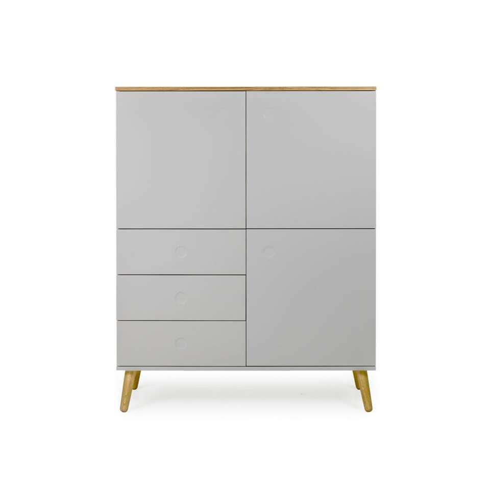 Tenzo wandkast Dot - grijs/eikenkleur - 137x109x43 cm - Leen Bakker Tenzo wandkast Dot - grijs/eikenkleur - 137x109x43 cm - Leen Bakker
