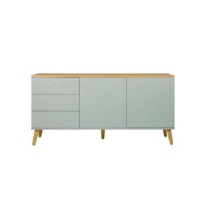 Tenzo dressoir Dot - lichtgroen/eikenkleur - 79x162x43 cm - Leen Bakker