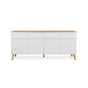 Tenzo dressoir Dot - wit/eikenkleur - 79x192x43 cm - Leen Bakker