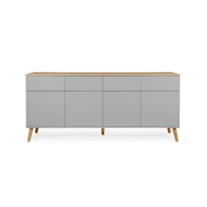Tenzo dressoir Dot - grijs/eikenkleur - 79x192x43 cm - Leen Bakker