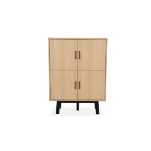 Tenzo wandkast Lex - eikenkleur/zwart - 135x100x42 cm - Leen Bakker