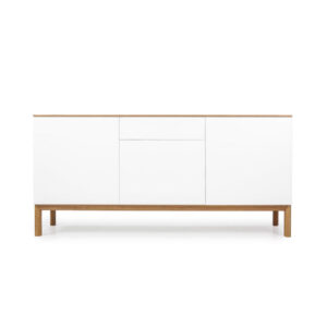 Tenzo dressoir Patch 3 deuren en 1 lade - eikenkleur/wit/eikenkleur - 85x179x47 cm - Leen Bakker