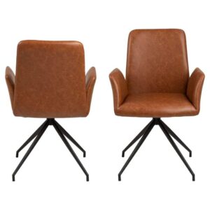 Eetkamerstoel Naro - lederlook - cognackleur - Leen Bakker